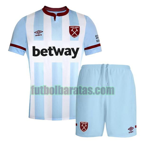 camiseta niño west ham united 2021 2022 blanco azul segunda