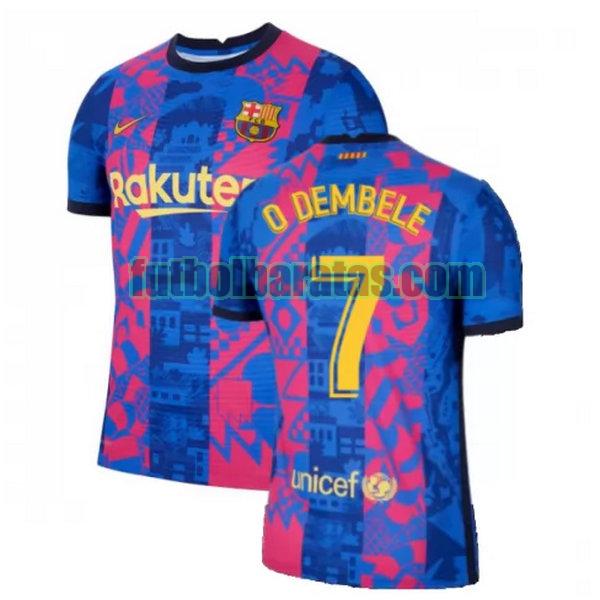 camiseta o dembele 7 barcelona 2021 2022 azul rojo tercera