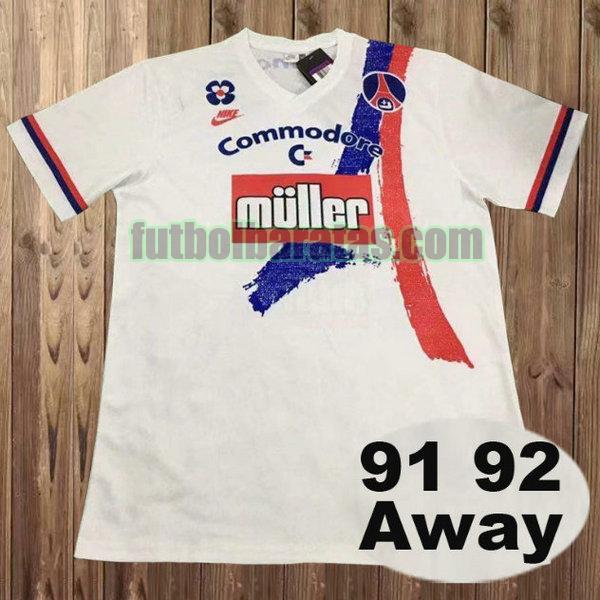 camiseta paris saint germain 1991-1992 blanco segunda