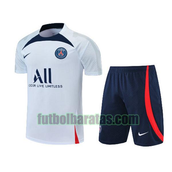 camiseta paris saint germain 2022 2023 blanco azul training conjunto