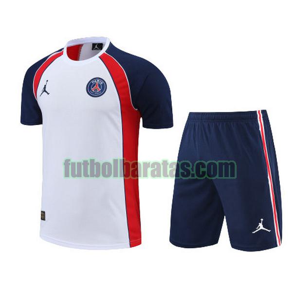 camiseta paris saint germain 2022 2023 blanco rojo azul training conjunto