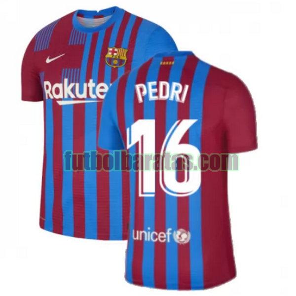 camiseta pedri 16 barcelona 2021 2022 rojo blanco primera