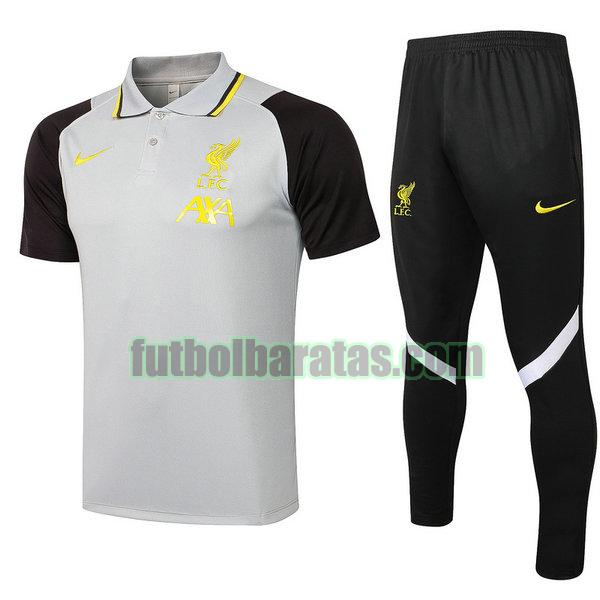 camiseta polo liverpool 2021 2022 gris conjunto