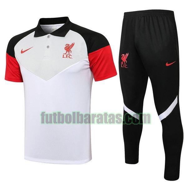 camiseta polo liverpool 2021 22 blanco conjunto