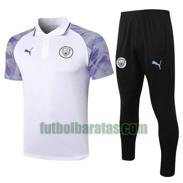 camiseta polo manchester city 2021 2022 blanco conjunto