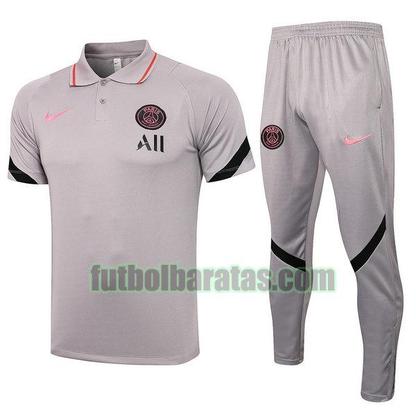 camiseta polo paris saint germain 2021 2022 gris conjunto