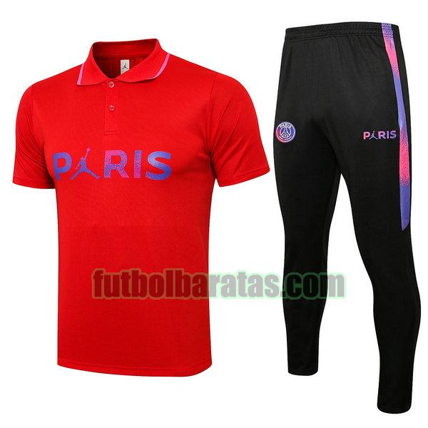 camiseta polo paris saint germain 2021 2022 rojo conjunto