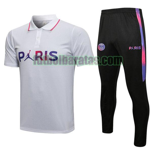 camiseta polo paris saint germain 2021 22 blanco conjunto