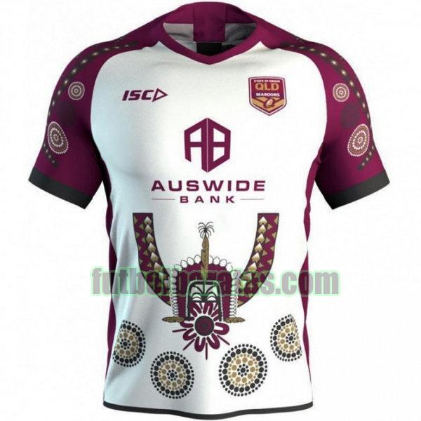 camiseta queensland maroons 2019 blanco indigenous