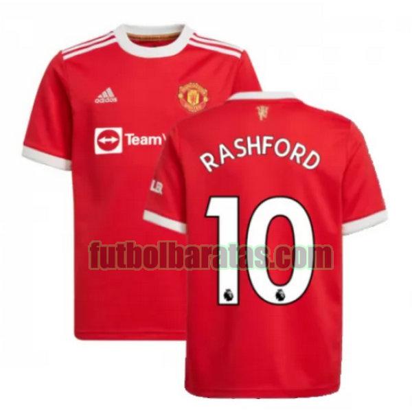 camiseta rashford 10 manchester united 2021 2022 rojo primera