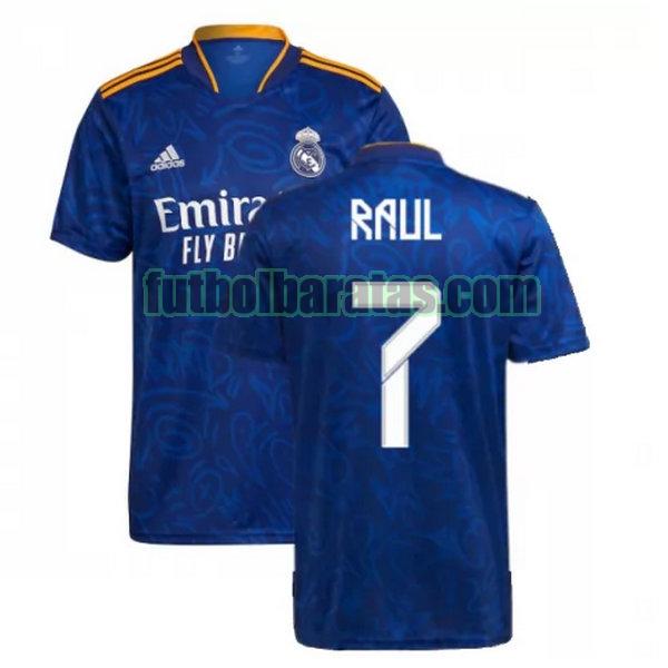 camiseta raul 7 real madrid 2021 2022 azul segunda