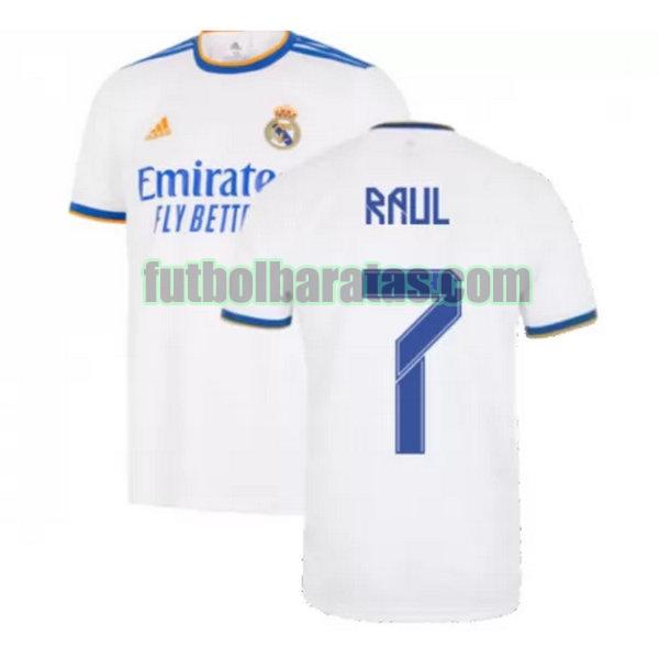 camiseta raul 7 real madrid 2021 2022 blanco primera