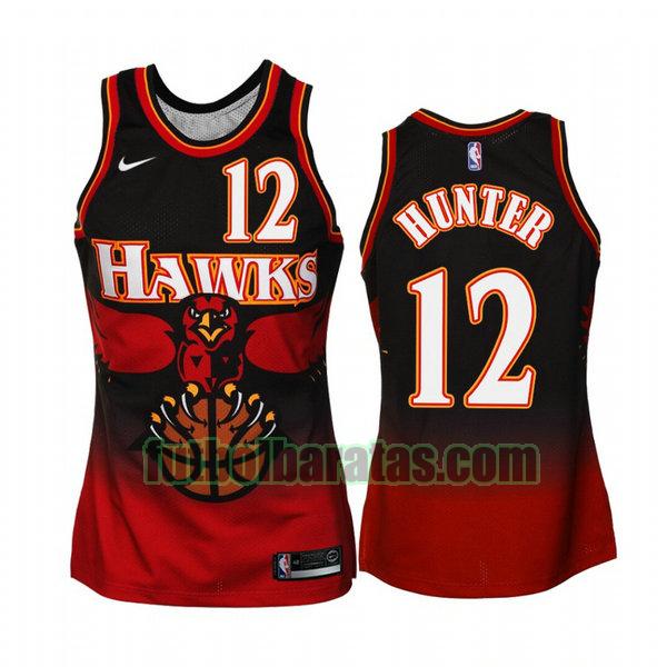 camiseta retro de'andre hunter 12 atlanta hawks negro hombro