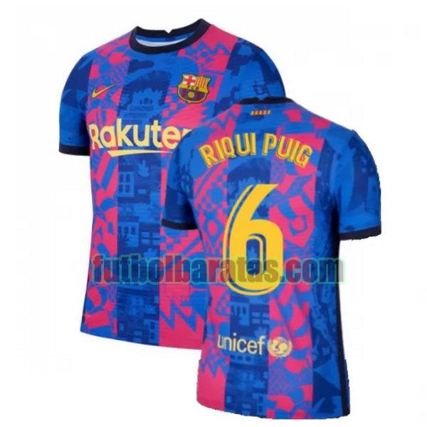 camiseta riqui puig 6 barcelona 2021 2022 azul rojo tercera