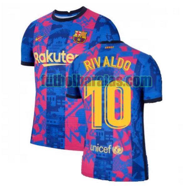camiseta rivaldo 10 barcelona 2021 2022 azul rojo tercera