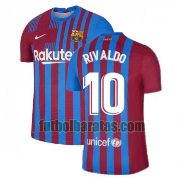 camiseta rivaldo 10 barcelona 2021 2022 rojo blanco primera