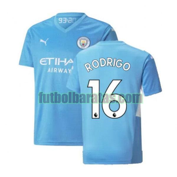 camiseta rodrigo 16 manchester city 2021 2022 azul primera