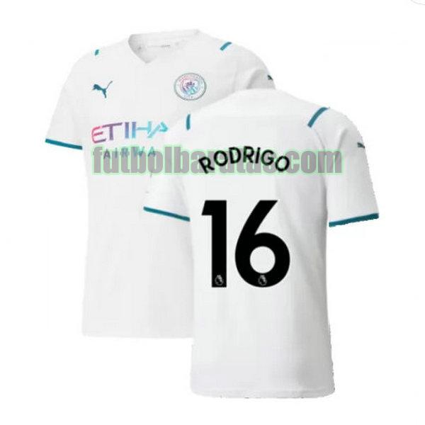 camiseta rodrigo 16 manchester city 2021 2022 blanco segunda