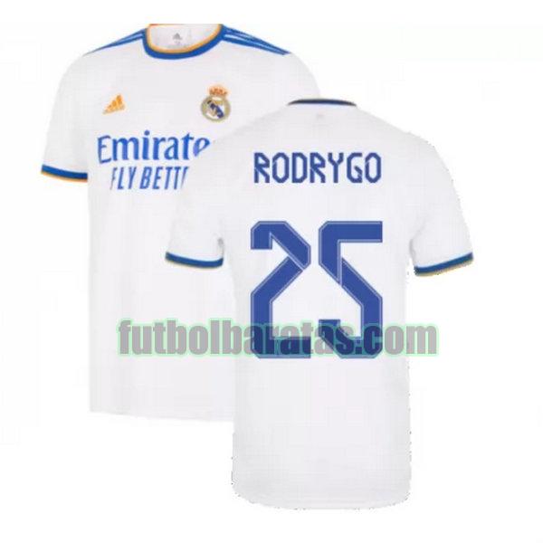 camiseta rodrygo 25 real madrid 2021 2022 blanco primera