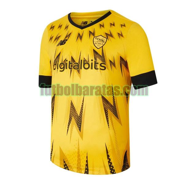 camiseta roma 2022 2023 amarillo esport