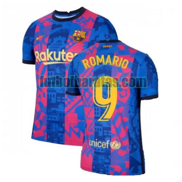 camiseta romario 9 barcelona 2021 2022 azul rojo tercera