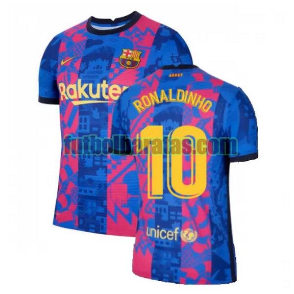 camiseta ronaldinho 10 barcelona 2021 2022 azul rojo tercera