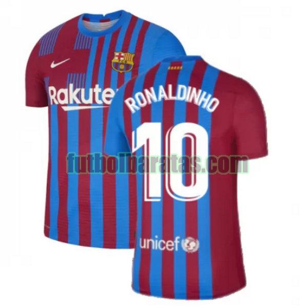 camiseta ronaldinho 10 barcelona 2021 2022 rojo blanco primera