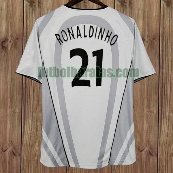 camiseta ronaldinho 21 paris saint germain 2001-2002 gris segunda