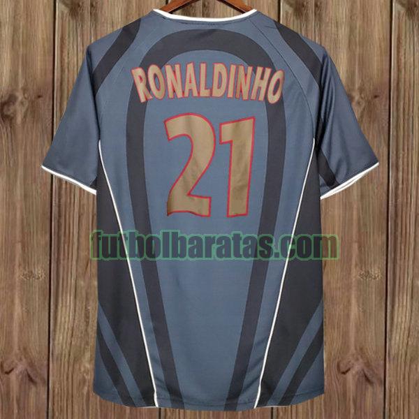 camiseta ronaldinho 21 paris saint germain 2001-2002 gris tercera