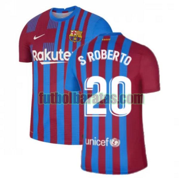 camiseta s roberto 20 barcelona 2021 2022 rojo blanco primera