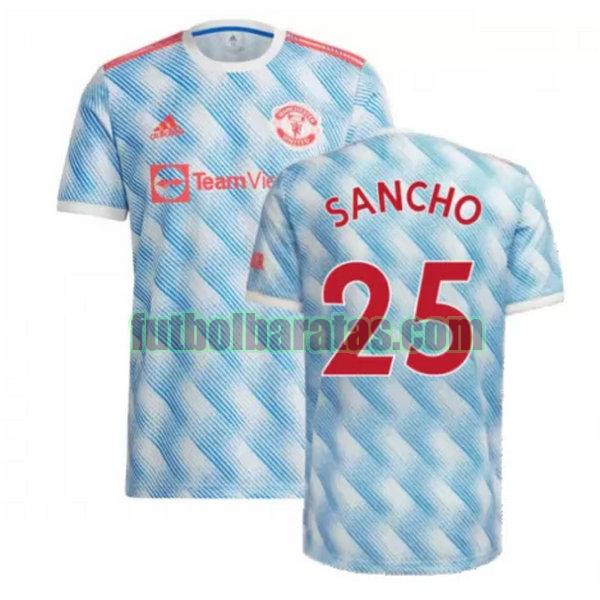 camiseta sancho 25 manchester united 2021 2022 azul segunda