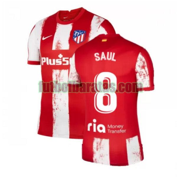 camiseta saul 8 atletico madrid 2021 2022 rojo blanco primera