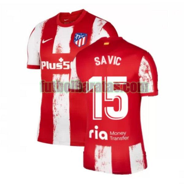 camiseta savic 15 atletico madrid 2021 2022 rojo blanco primera
