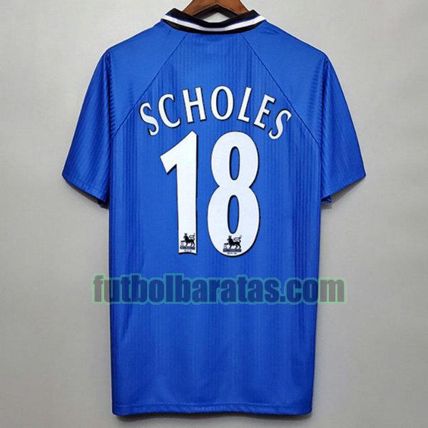 camiseta scholes 18 manchester united 1996-1997 azul tercera