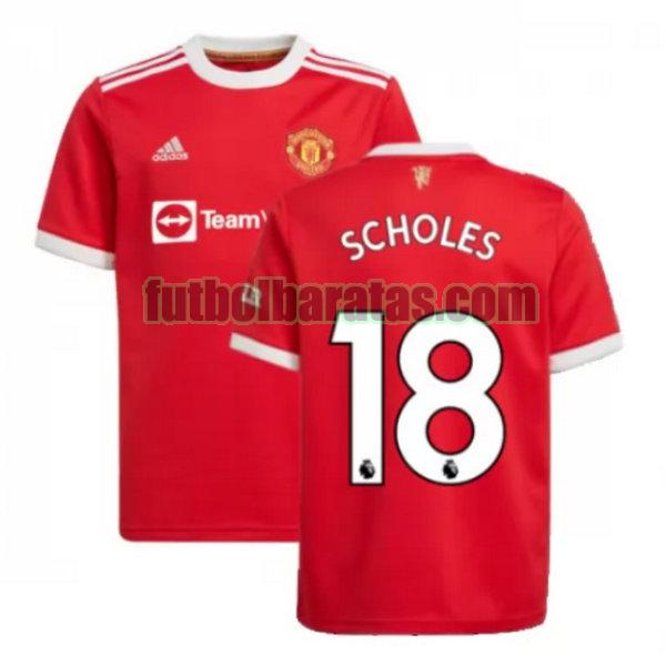 camiseta scholes 18 manchester united 2021 2022 rojo primera