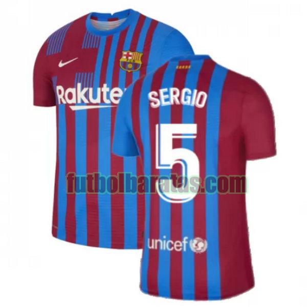 camiseta sergio 5 barcelona 2021 2022 rojo blanco primera