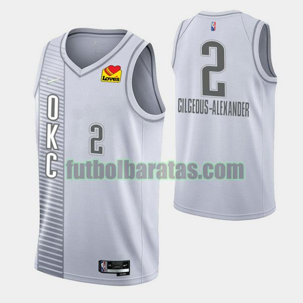 camiseta shai gilgeous 2 oklahoma city thunder gris hombre