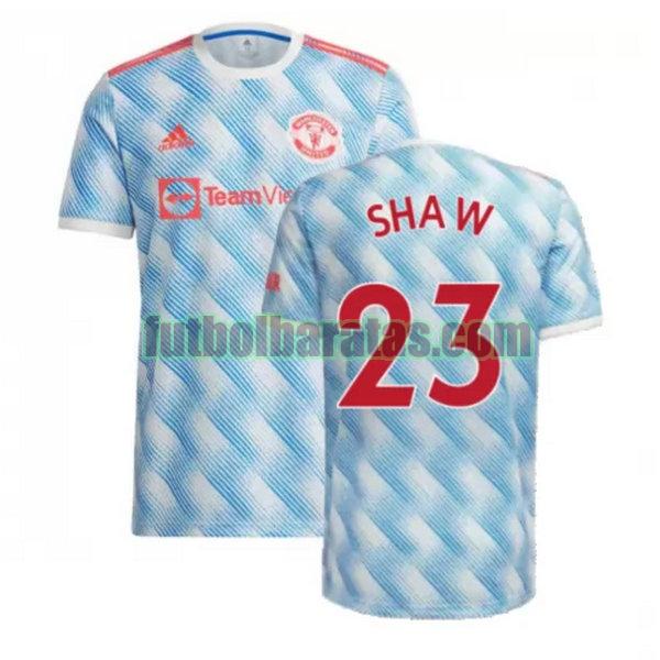 camiseta shaw 23 manchester united 2021 2022 azul segunda