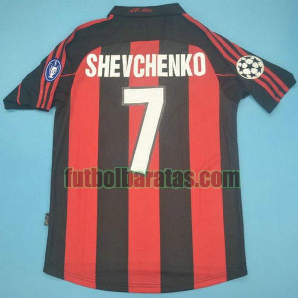 camiseta shevchenko 7 ac milan 2000-2002 rojo primera