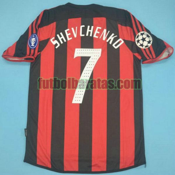 camiseta shevchenko 7 ac milan 2003-2004 rojo primera
