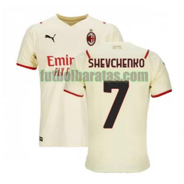 camiseta shevchenko 7 ac milan 2021 2022 blanco segunda