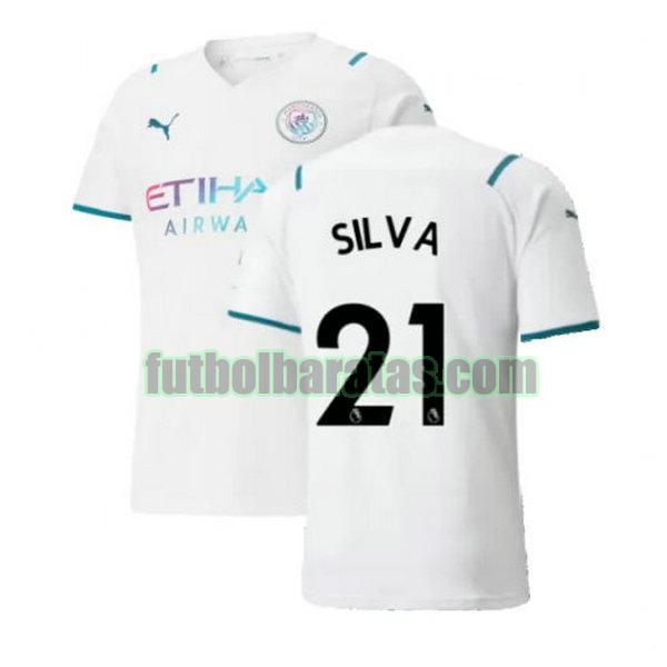 camiseta silva 21 manchester city 2021 2022 blanco segunda