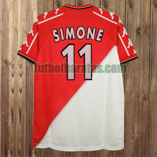 camiseta simone 11 as monaco 1999-2000 rojo primera