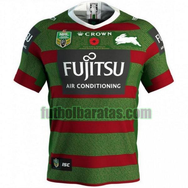 camiseta south sydney rabbitohs 2018 verde commemorative