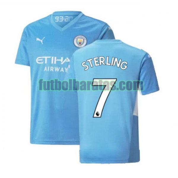 camiseta sterling 7 manchester city 2021 2022 azul primera