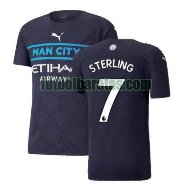 camiseta sterling 7 manchester city 2021 2022 negro tercera