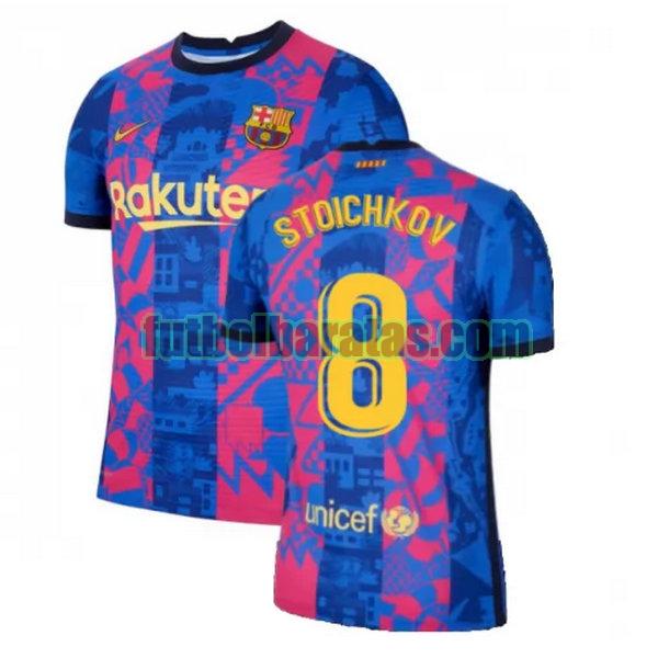 camiseta stoichkov 8 barcelona 2021 2022 azul rojo tercera