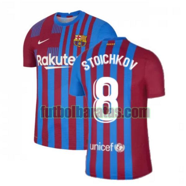 camiseta stoichkov 8 barcelona 2021 2022 rojo blanco primera