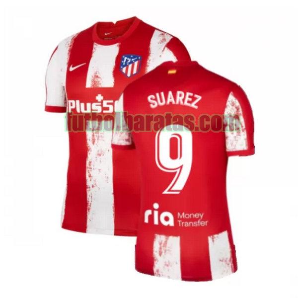 camiseta suarez 9 atletico madrid 2021 2022 rojo blanco primera