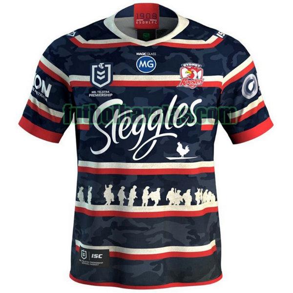 camiseta sydney roosters 2019 azul anzac